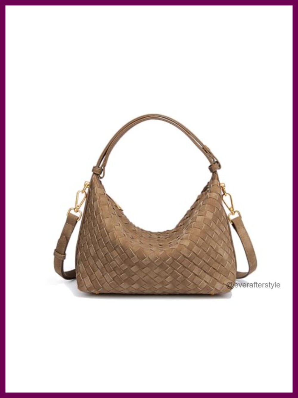 Faux Suede Woven Crescent Hobo Shoulder Bag Adjustable Strap